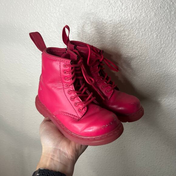 Dr. Martens 1460 Brooklee Toddler 10 Monochromatic red Leather Combat Boots - Picture 1 of 8